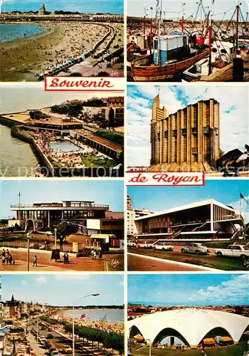 AK / Ansichtskarte Royan_Charente Maritime La Grande Plage Le Port de Peche La Piscine de Foncillon lEglise Le Casino Le Palais des Congres La Grande Conche Le Marche Royan Charente Maritime