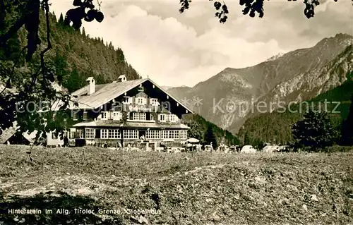 AK / Ansichtskarte Hinterstein_Bad_Hindelang Gasthof Restaurant Giebelhaus Tiroler Grenze Allgaeuer Alpen Hinterstein_Bad_Hindelang