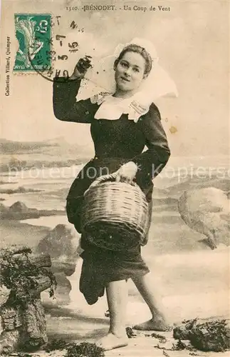 AK / Ansichtskarte Benodet Jeune fille Costumes Coup de Vent Trachten Benodet