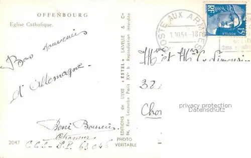 AK / Ansichtskarte Offenbourg Eglise Catholique Katholische Kirche Offenbourg