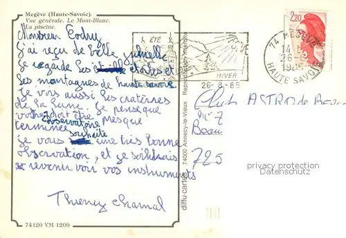 AK / Ansichtskarte Megeve Vue generale et le Mont Blanc Alpes Piscine Megeve