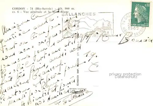 AK / Ansichtskarte Cordon Vue generale et le Mont Blanc Alpes Cordon