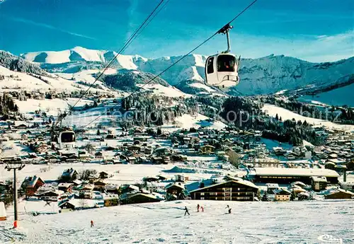 AK / Ansichtskarte Megeve Vue generale en hiver Mont Joly Telecabine du Jaillet Sports d hiver Alpes Megeve