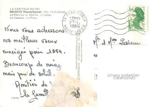 AK / Ansichtskarte Megeve Pont sur le Cedron Eglise Calvaire Place la nuit Megeve