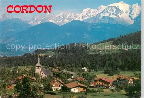 AK / Ansichtskarte Cordon Panorama du village et vue sur la chaine du Mont Blanc Alpes Cordon