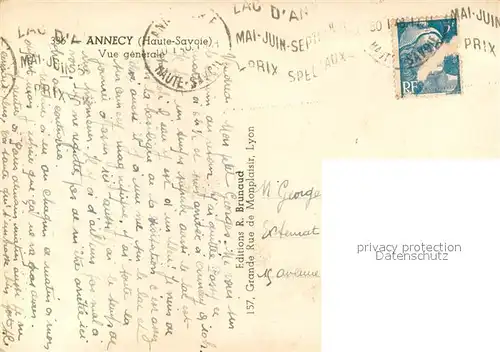 AK / Ansichtskarte Annecy_Haute Savoie Vue generale Annecy Haute Savoie