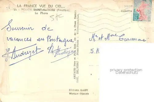 AK / Ansichtskarte Pointe_Saint Mathieu Le phare vue aerienne Pointe Saint Mathieu