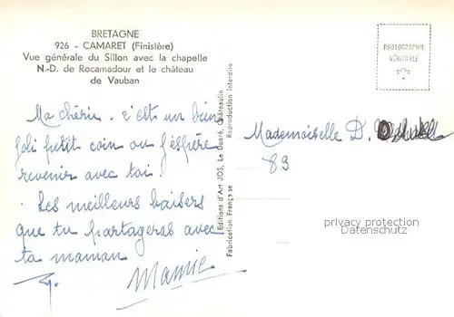 AK / Ansichtskarte Camaret sur Mer Vue generale du Sillon Chapelle Notre Dame dee Rocamadour Chateau de Vauban vue aerienne Camaret sur Mer