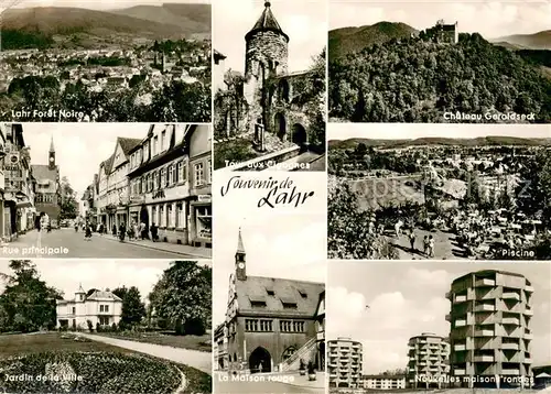 AK / Ansichtskarte Lahr_Baden Panorama Schwarzwald Schloss Geroldseck Freibad Hauptstrasse Stadtpark Rotes Haus Rundhaus Hochhaus Lahr_Baden