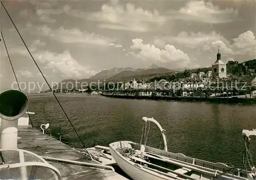 AK / Ansichtskarte Evian les Bains_Haute_Savoie Vue generale Les Memises et Dent d Oche Alpes Evian les Bains_Haute