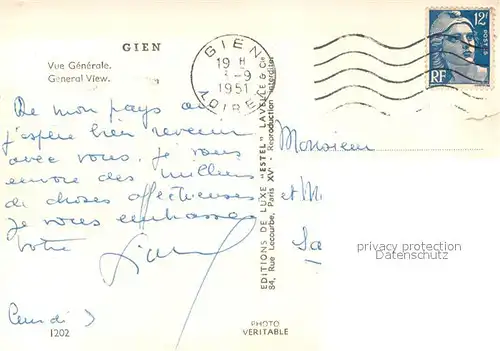 AK / Ansichtskarte Gien Vue generale Bords de la Loire Gien