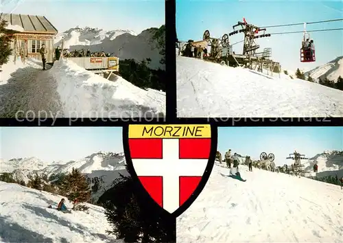 AK / Ansichtskarte Morzine Panorama Super Morzine Wintersportplatz Franzoesische Alpen Wappen Morzine