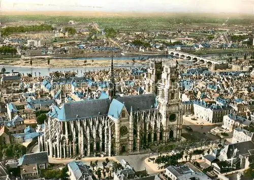 AK / Ansichtskarte Orleans_Loiret La Cathedrale Saint Croix et la Loire vue aerienne Orleans_Loiret