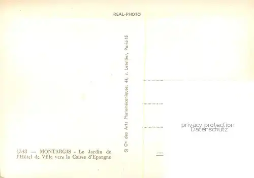 AK / Ansichtskarte Montargis_Loiret Jardin de l Hotel de Ville vers la Caisse d Epargne Monument Statue Montargis Loiret