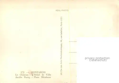 AK / Ansichtskarte Montargis_Loiret Chateau Hotel de Ville Jardin Durzy Place Mirabeau Blason Montargis Loiret