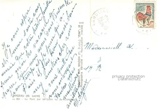 AK / Ansichtskarte Jargeau_Loiret Pont sur la Loire vu du camping Jargeau Loiret