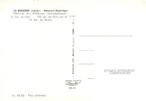 AK / Ansichtskarte La_Bussiere_Loiret Chateau des Pecheurs Demeure Historique vue aerienne La_Bussiere_Loiret