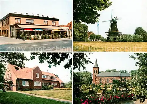 AK / Ansichtskarte Abbehausen Hotel Restaurant Cafe Venema Muehle Kirche Abbehausen