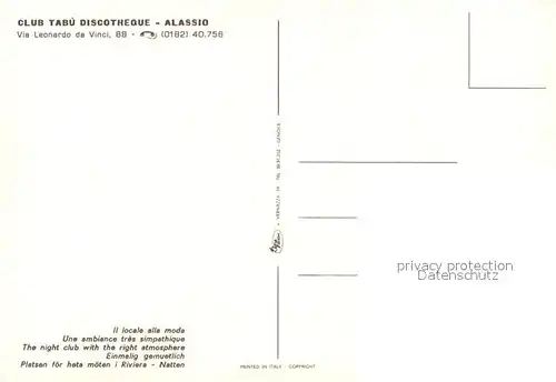 AK / Ansichtskarte Alassio Club Tabu Discotheque Alassio