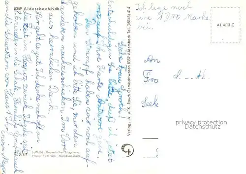 AK / Ansichtskarte Aldersbach Fliegeraufnahme Aldersbach