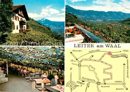 AK / Ansichtskarte Algund_Merano Gasthof Leiter am Waal Panorama Landkarte Algund Merano