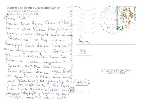 AK / Ansichtskarte Altlewin Gasthof Pension Zum alten Fritz Altlewin