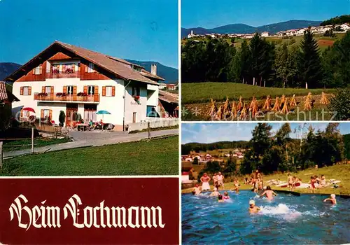 AK / Ansichtskarte Altrei_Suedtirol Heim Lochmann Freibad Landschaftpanorama Felder Altrei Suedtirol