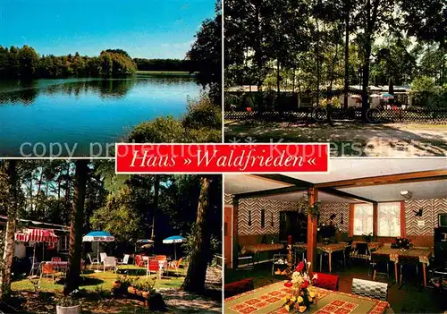 AK / Ansichtskarte Amelinghausen_Lueneburger_Heide Haus Waldfrieden Gastraum Seepartie Amelinghausen_Lueneburger