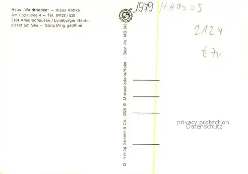 AK / Ansichtskarte Amelinghausen_Lueneburger_Heide Haus Waldfrieden Gastraum Seepartie Amelinghausen_Lueneburger