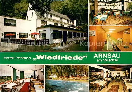 AK / Ansichtskarte Arnsau Hotel Pension Wiedfriede im Wiedtal Kegelbahn Arnsau