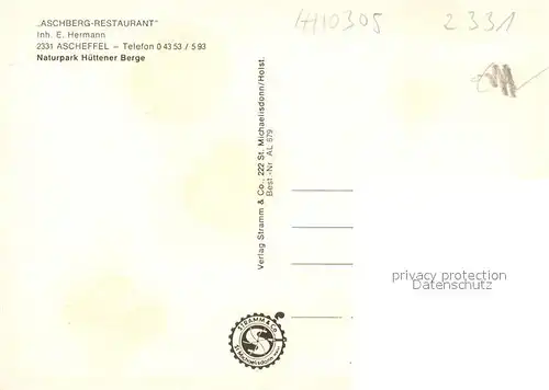 AK / Ansichtskarte Ascheffel Aschberg Restaurant Gastraum Ascheffel