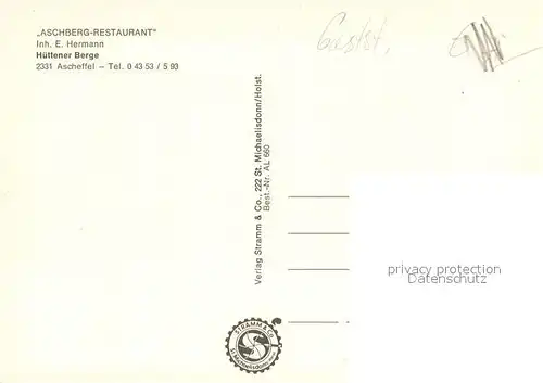AK / Ansichtskarte Ascheffel Aschberg Restaurant Huettener Berge Ascheffel