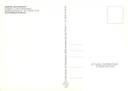 AK / Ansichtskarte Astheim_Kitzingen Gasthof Zum Schwan Restaurant Astheim_Kitzingen