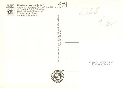 AK / Ansichtskarte Aukrug Urlaub auf dem Lindenhof Aukrug