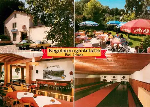 AK / Ansichtskarte Bad_Abbach Kegelbahngaststaette Schwoegler Restaurant Terrasse Kegelbahn Bad_Abbach