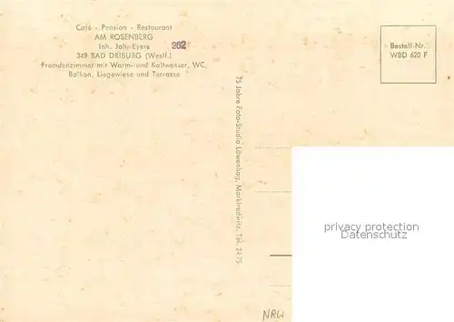 AK / Ansichtskarte Bad_Driburg Cafe Pension Restaurant Am Rosenberg Bad_Driburg