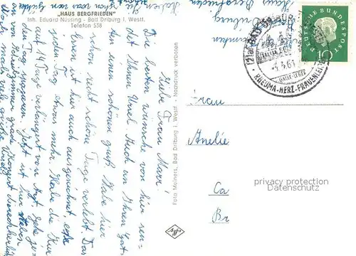 AK / Ansichtskarte Bad_Driburg Haus Bergfrieden Gaststube Panorama Bad_Driburg