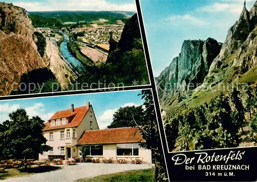 AK / Ansichtskarte Bad_Kreuznach Restaurant Pension Rotenfels Bastei Landschaftspanorama Nahetal Bad_Kreuznach