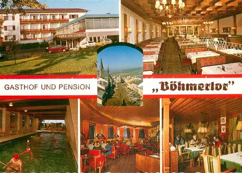 AK / Ansichtskarte Bad_Leonfelden Gasthof Pension Boehmertor Gastraeume Hallenbad Bad_Leonfelden