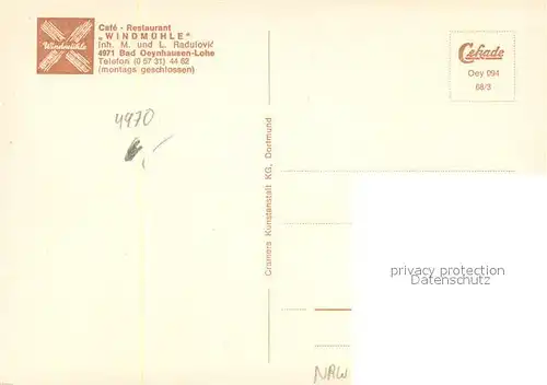 AK / Ansichtskarte Bad_Oeynhausen Cafe Restaurant Windmuehle Bad_Oeynhausen