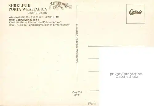 AK / Ansichtskarte Bad_Oeynhausen Kurklinik Porta Westfalica Speisesaal Hallenbad Zimmer Bad_Oeynhausen