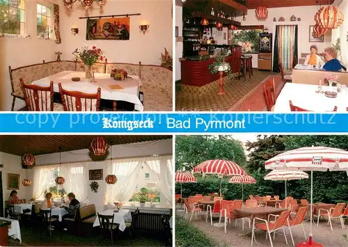 AK / Ansichtskarte Bad_Pyrmont Hotel Restaurant Koenigsek Gastraeume Terrasse Bad_Pyrmont
