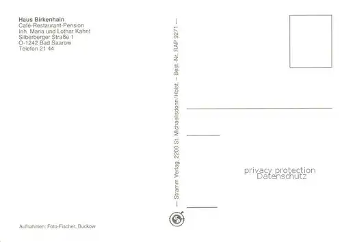 AK / Ansichtskarte Bad_Saarow Cafe Restaurant Pension Haus Birkenhain Terrasse Bad_Saarow