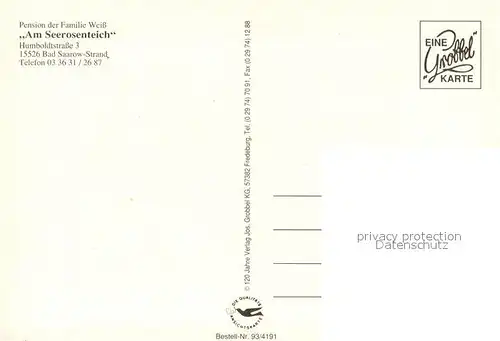 AK / Ansichtskarte Bad_Saarow_Strand Pension Am Seerosenteich 