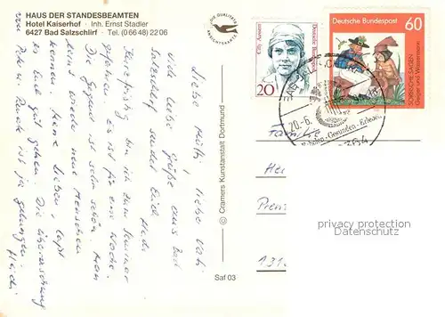 AK / Ansichtskarte Bad_Salzschlirf Panorama Haus der Standesbeamten Hotel Kaiserhof Gaststube Bad_Salzschlirf