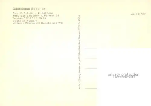 AK / Ansichtskarte Bad_Salzuflen Gaestehaus Seeblick Gaststube Zimmer Bad_Salzuflen