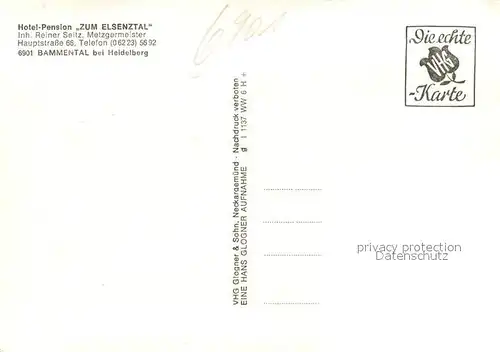 AK / Ansichtskarte Bammental Hotel Pension Zum Elsental Gastraeume Freiterrasse Bammental