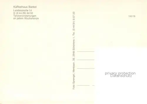 AK / Ansichtskarte Barkel_Friesland Kaffeehaus Barkel Bar Kegelbahn Gastraum Barkel_Friesland
