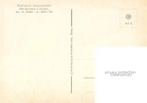 AK / Ansichtskarte Barmstedt Rantzauer Seegaststaette Barmstedt