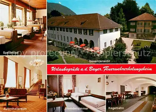 AK / Ansichtskarte Bayerisch_Gmain Bayerisches Feuerwehrerholungsheim Speisesaal Aufenthaltsraum Fremdenzimmer Kegelbahn Bayerisch Gmain